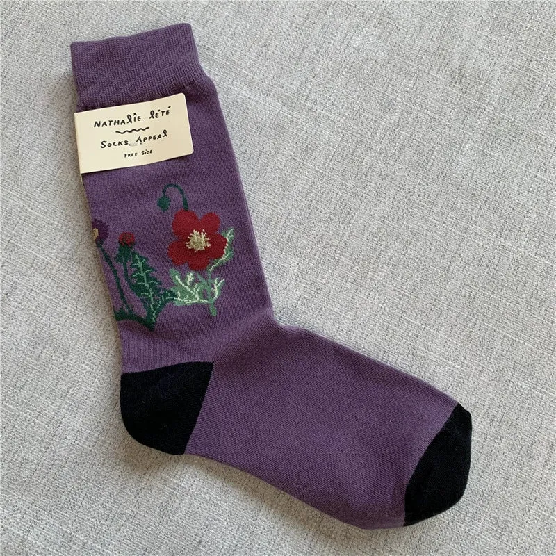 Retro Cartoon Cotton Socks with Original Packaging