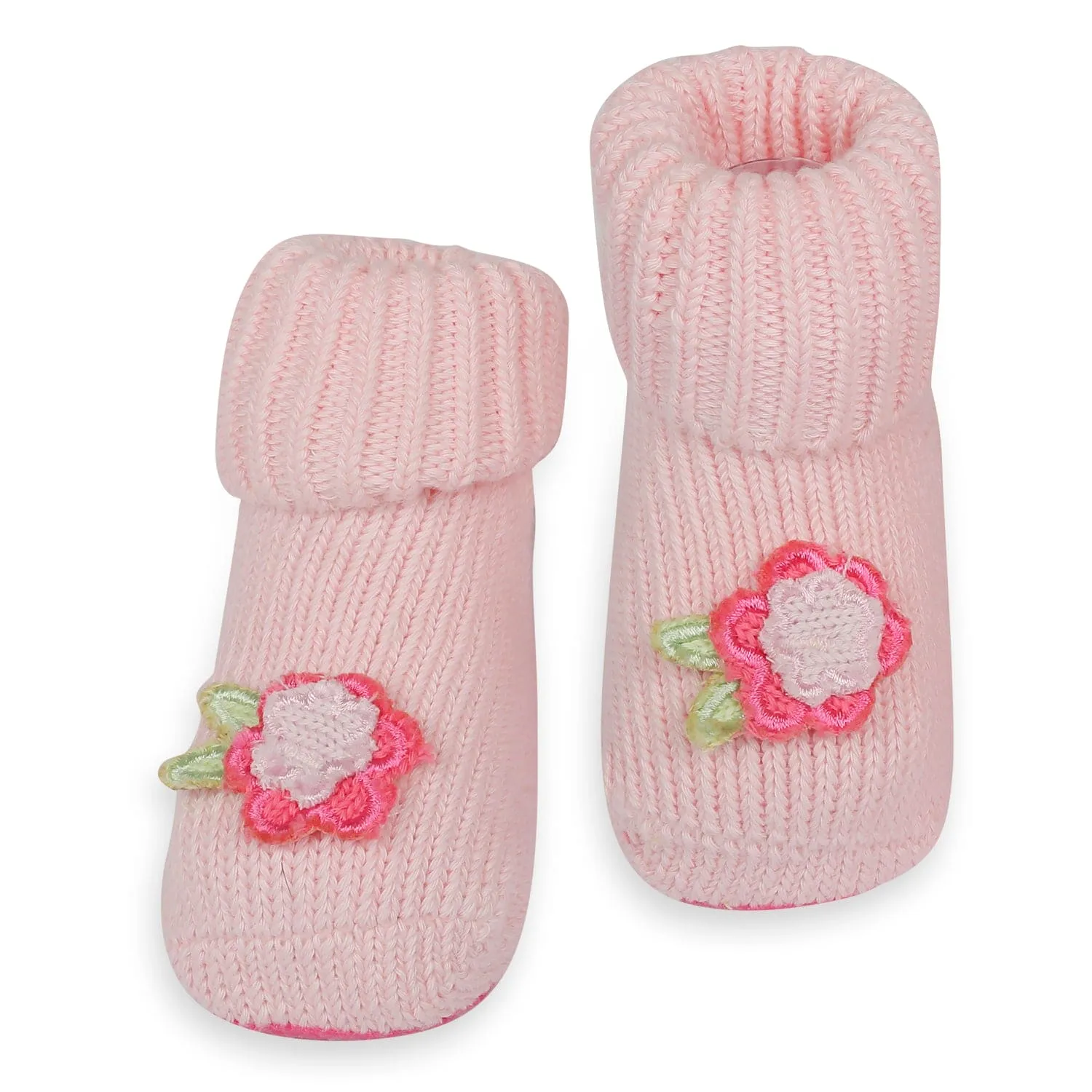 Rosy Newborn Crochet Socks Booties - Pink