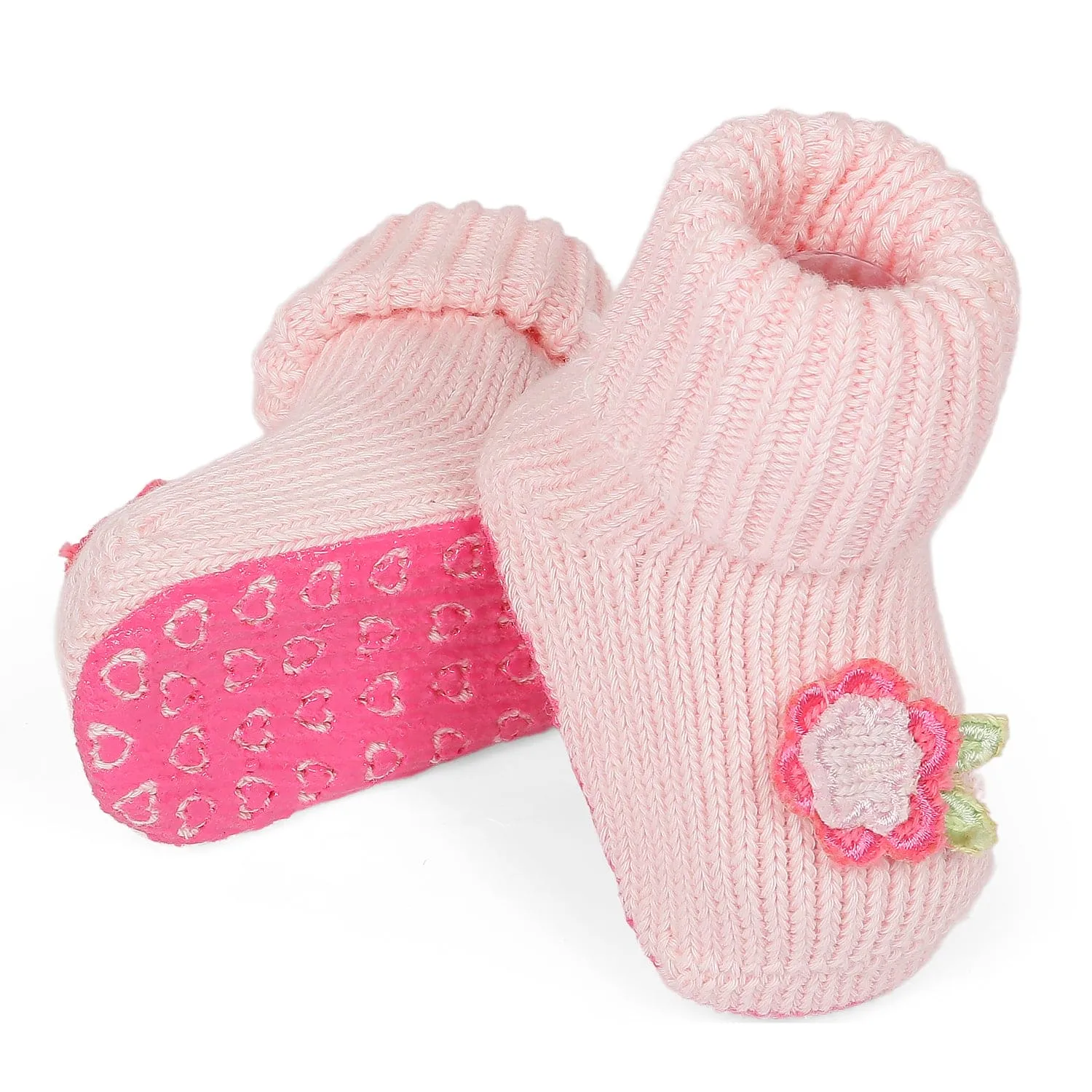 Rosy Newborn Crochet Socks Booties - Pink