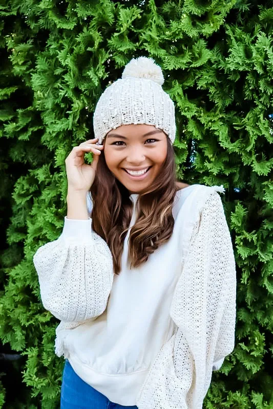 Snow Bunny Pom-Pom Beanie