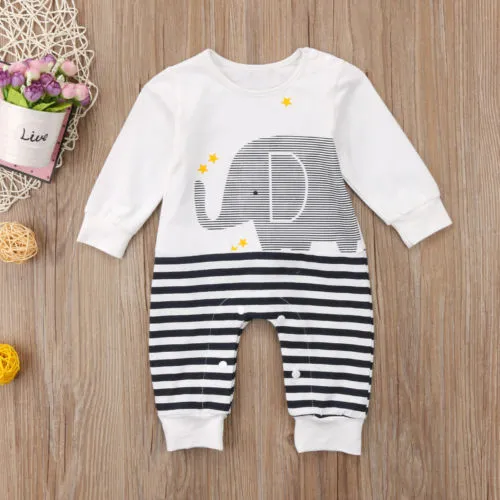 Striped Elephant Romper