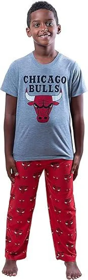 Ultra Game NBA Official Youth 2 Piece T-Shirt & Lounge Pants Pajama Set, Chicago Bulls, Boys Sizes|Chicago Bulls