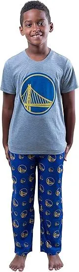 Ultra Game NBA Official Youth 2 Piece T-Shirt & Lounge Pants Pajama Set, Golden State Warriors, Boys Sizes|Golden State Warriors