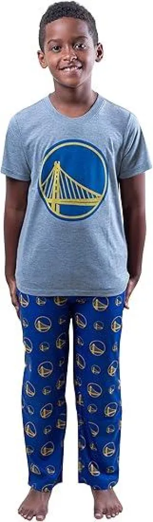 Ultra Game NBA Official Youth 2 Piece T-Shirt & Lounge Pants Pajama Set, Golden State Warriors, Boys Sizes|Golden State Warriors