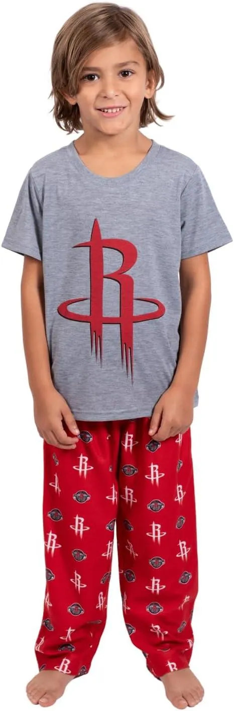 Ultra Game NBA Official Youth 2 Piece T-Shirt & Lounge Pants Pajama Set, Houston Rockets, Boys Sizes|Houston Rockets