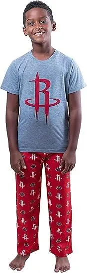 Ultra Game NBA Official Youth 2 Piece T-Shirt & Lounge Pants Pajama Set, Houston Rockets, Boys Sizes|Houston Rockets