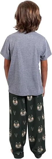 Ultra Game NBA Official Youth 2 Piece T-Shirt & Lounge Pants Pajama Set, Milwaukee Bucks, Boys Sizes|Milwaukee Bucks