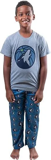 Ultra Game NBA Official Youth 2 Piece T-Shirt & Lounge Pants Pajama Set, Minnesota Timberwolves, Boys Sizes|Minnesota Timberwolves