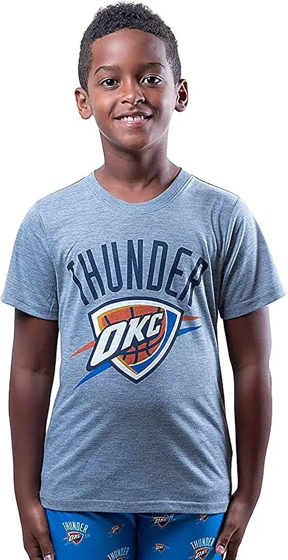 Ultra Game NBA Official Youth 2 Piece T-Shirt & Lounge Pants Pajama Set, Oklahoma City Thunder, Boys Sizes|Oklahoma City Thunder