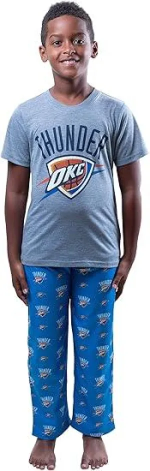 Ultra Game NBA Official Youth 2 Piece T-Shirt & Lounge Pants Pajama Set, Oklahoma City Thunder, Boys Sizes|Oklahoma City Thunder