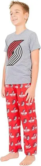 Ultra Game NBA Official Youth 2 Piece T-Shirt & Lounge Pants Pajama Set, Portland Trail Blazers, Boys Sizes|Portland Trail Blazers