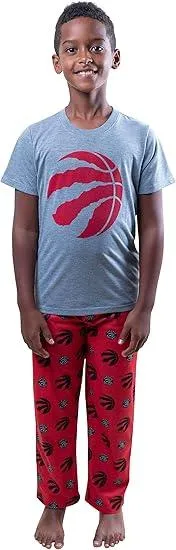 Ultra Game NBA Official Youth 2 Piece T-Shirt & Lounge Pants Pajama Set, Toronto Raptors, Boys Sizes|Toronto Raptors