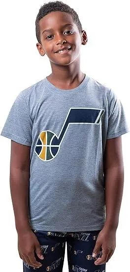 Ultra Game NBA Official Youth 2 Piece T-Shirt & Lounge Pants Pajama Set, Utah Jazz, Boys Sizes|Utah Jazz