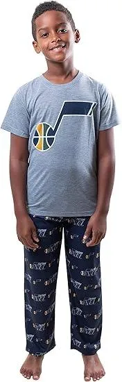 Ultra Game NBA Official Youth 2 Piece T-Shirt & Lounge Pants Pajama Set, Utah Jazz, Boys Sizes|Utah Jazz