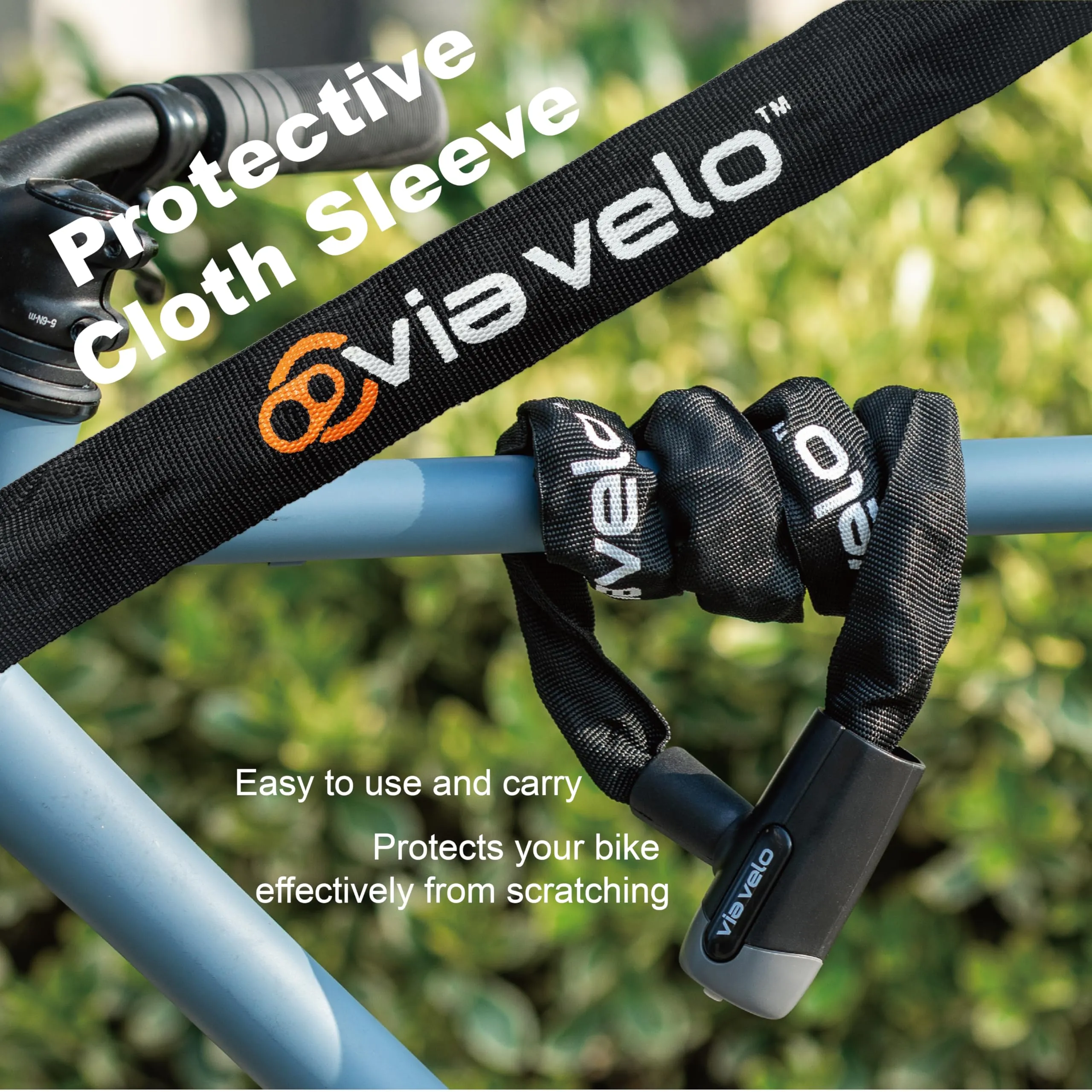 Via Velo Bike Chain Lock, 2.95 Ft 6mm Chain Heavy Duty Anti-Theft Bicycle Lock with 3 Keys, Security Bike Locks for Scooter, Motorcycle, Gate, Fence, Valuables Ect