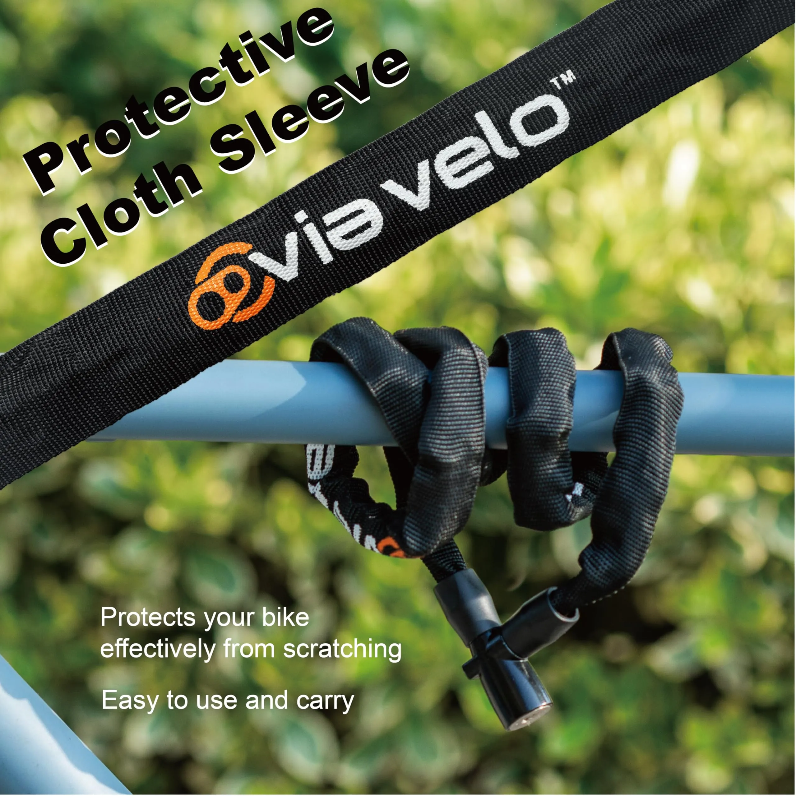 Via Velo Bike Chain Lock, 2.95 Ft Bicycle Lock with 3 Keys, Security Bike Locks for Scooter, Motorcycle, Gate, Fence, Valuables Etc(2.95 feet Long, 3.8 mm Thick)