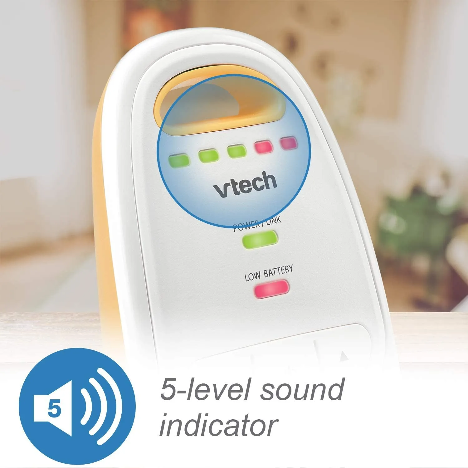 Vtech DM1411 Audio Baby Monitor & Portable Soother Dual-Unit Rechargeable Battery, Long Range, Soft-Glow Night Light, Soothing Sounds & Lullabies, Digital Wireless Transmission, Sound Indicator