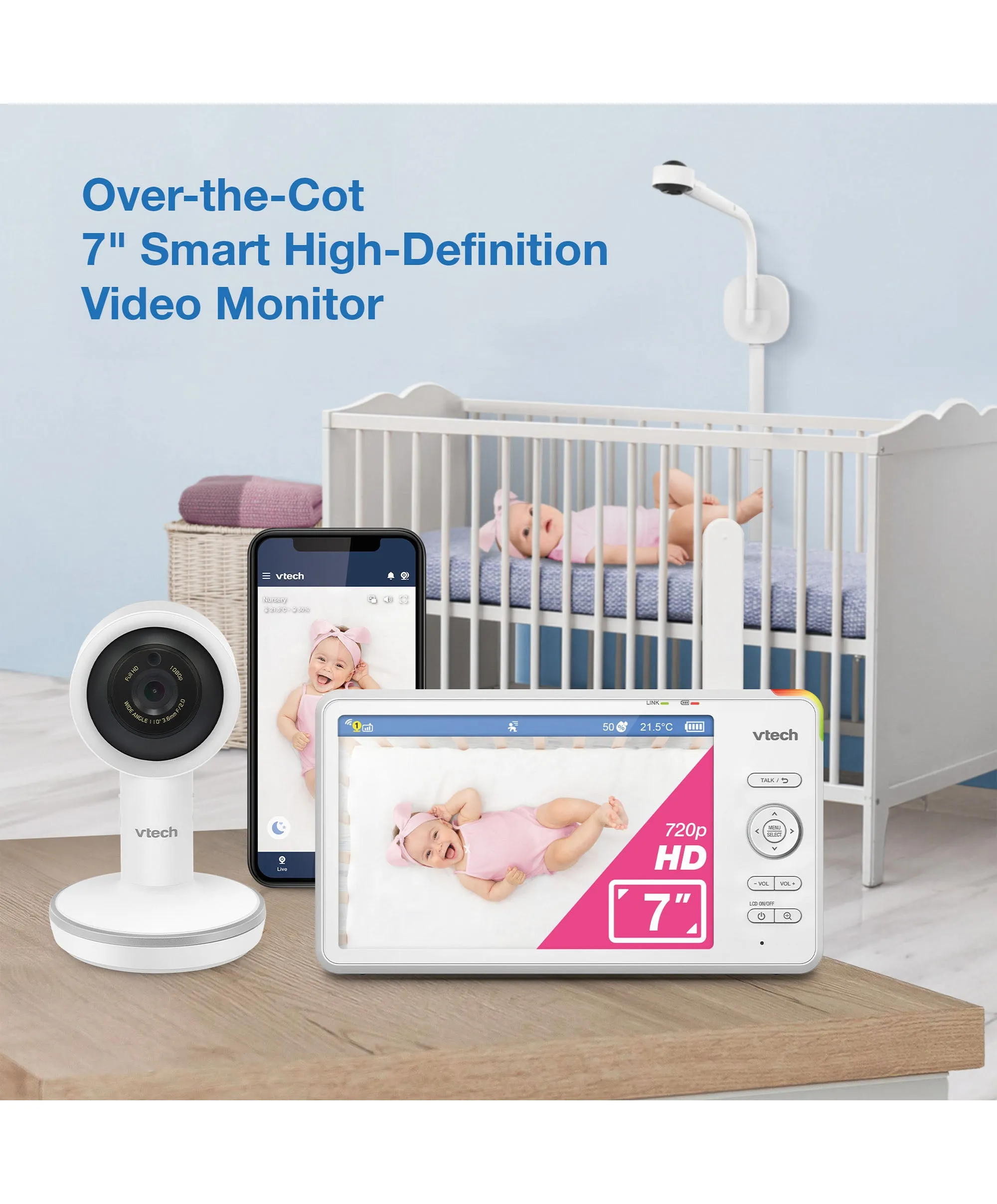 VTech RM7787HD 7” Over-The-Cot Smart Monitor