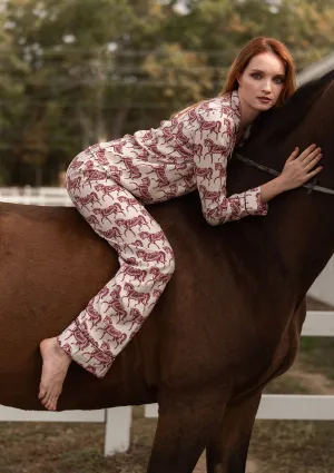 Whisper Long Sleeve PJ's | Blossomare Print | Crimson Cream | Equestrian Sleepwear Collection