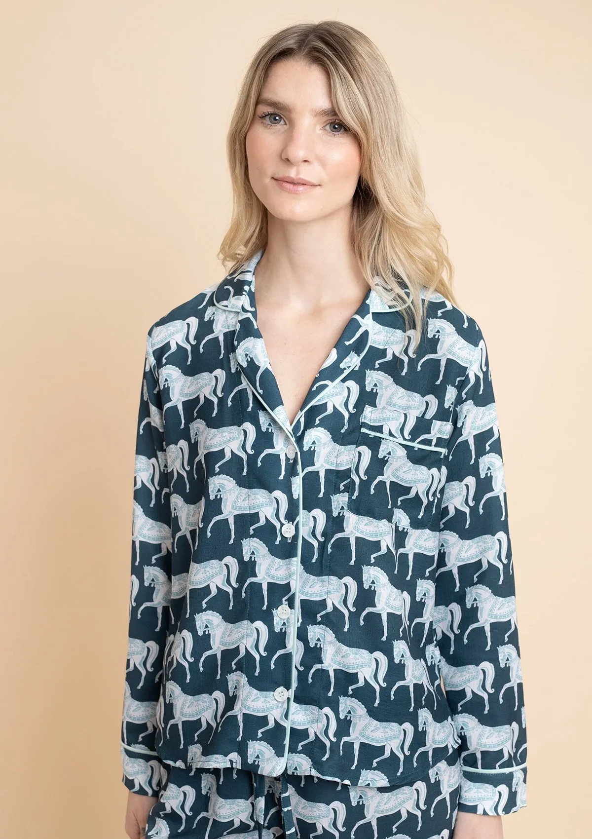 Whisper Long Sleeve PJ's | Blossomare Print | Crystal | Equestrian Sleepwear Collection