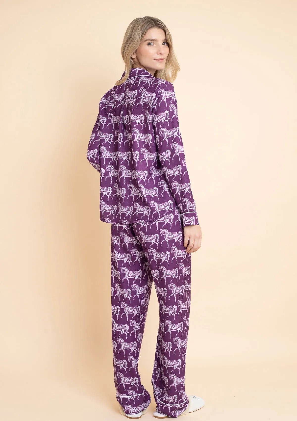 Whisper Long Sleeve PJ's | Blossomare Print | Mulberry | Equestrian Sleepwear Collection