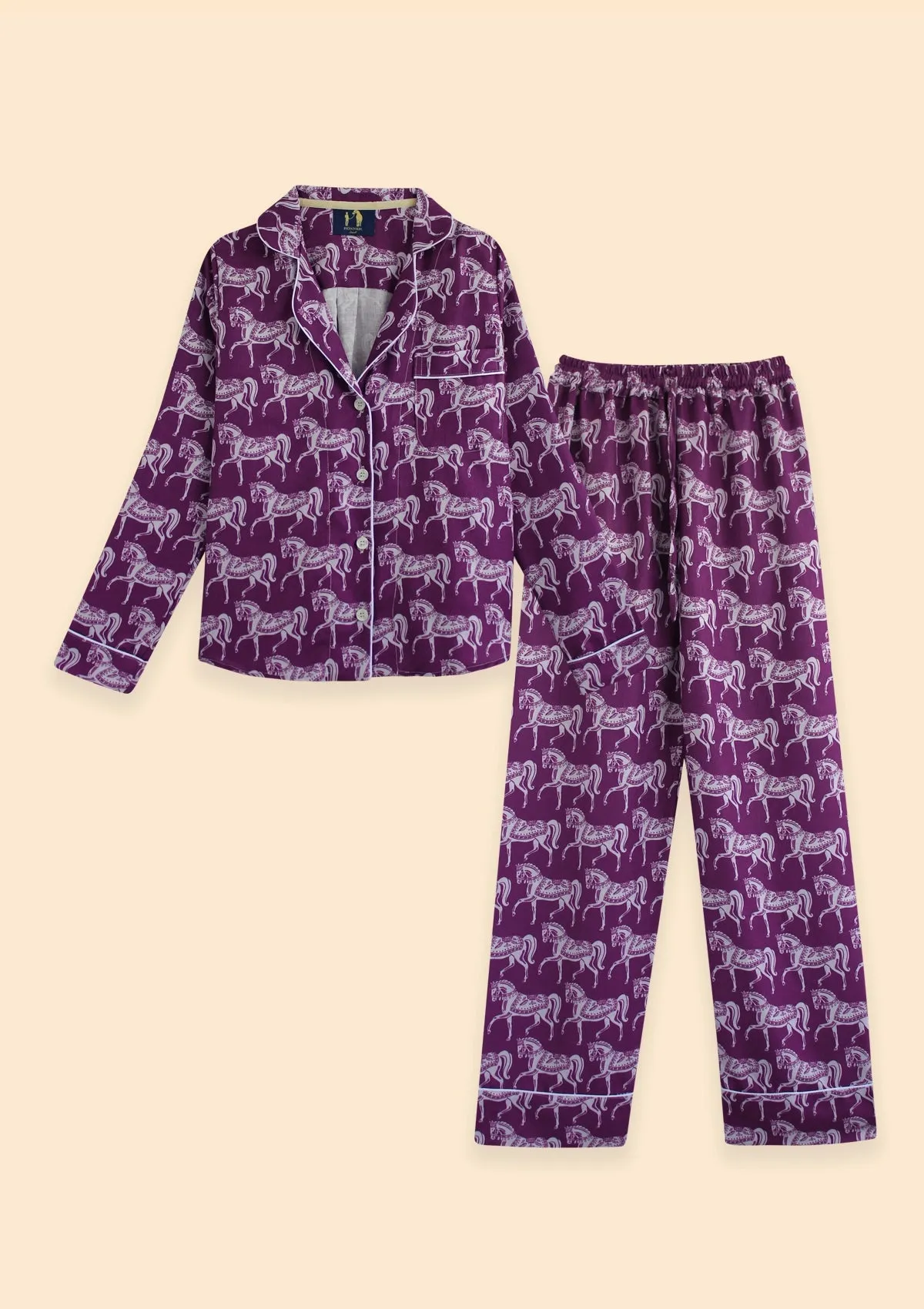 Whisper Long Sleeve PJ's | Blossomare Print | Mulberry | Equestrian Sleepwear Collection