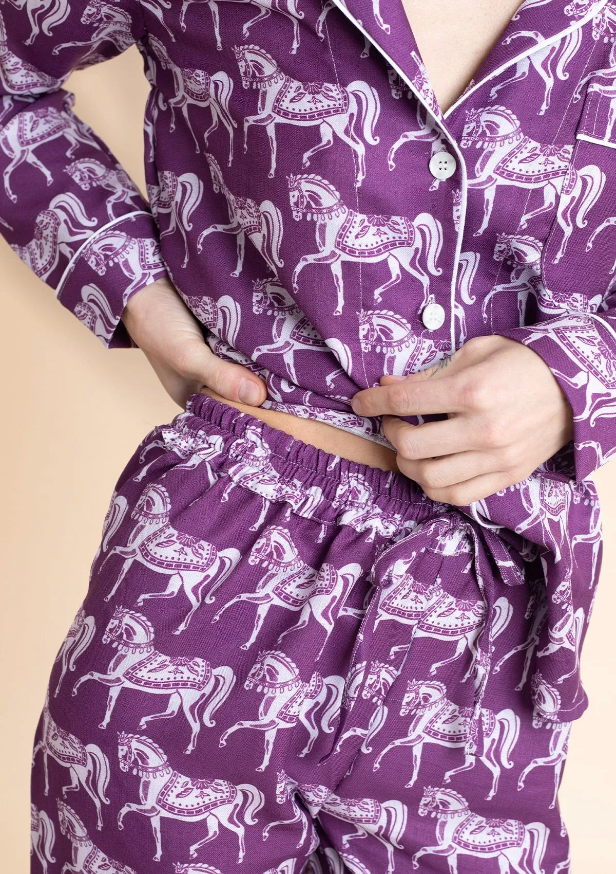 Whisper Long Sleeve PJ's | Blossomare Print | Mulberry | Equestrian Sleepwear Collection