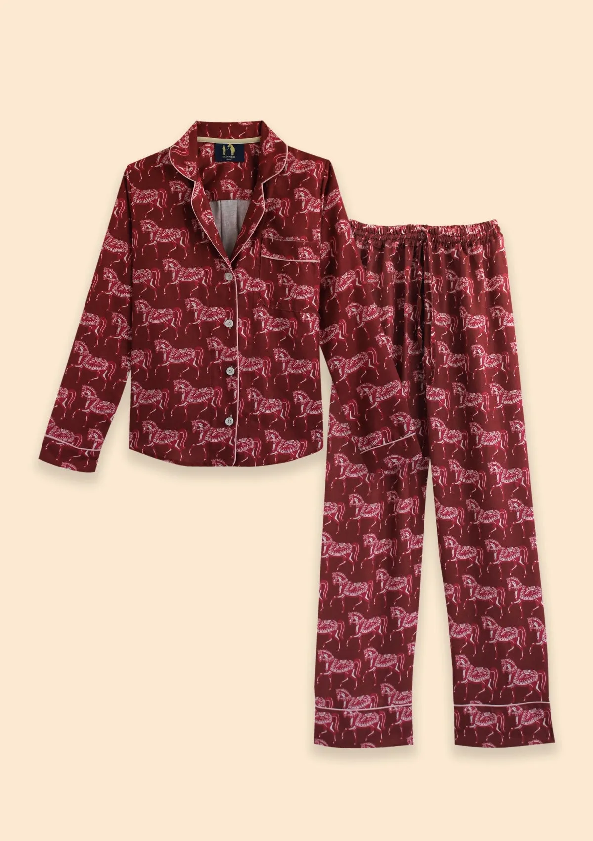 Whisper Long Sleeve PJ's Set | Blossomare Print | Cherrywood | Equestrian Sleepwear Collection