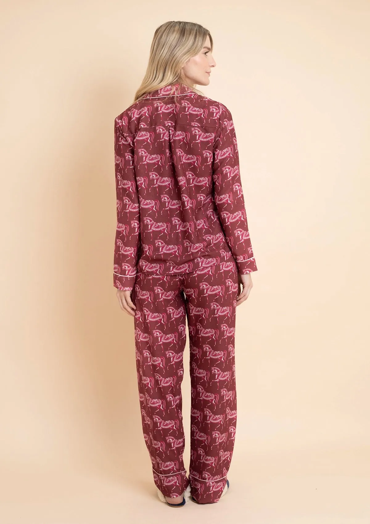 Whisper Long Sleeve PJ's Set | Blossomare Print | Cherrywood | Equestrian Sleepwear Collection