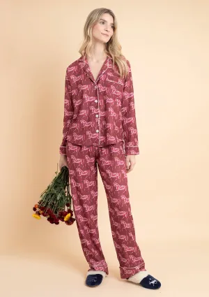 Whisper Long Sleeve PJ's Set | Blossomare Print | Cherrywood | Equestrian Sleepwear Collection