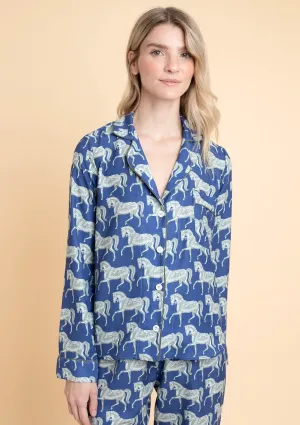 Whisper Long Sleeve PJ's Set | Blossomare Print | Navy & Green | Equestrian Sleepwear Collection