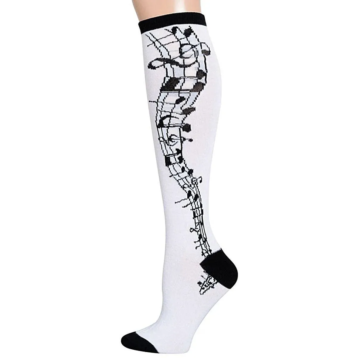 White Musical Notes Socks for Women: Accessories in Harmony