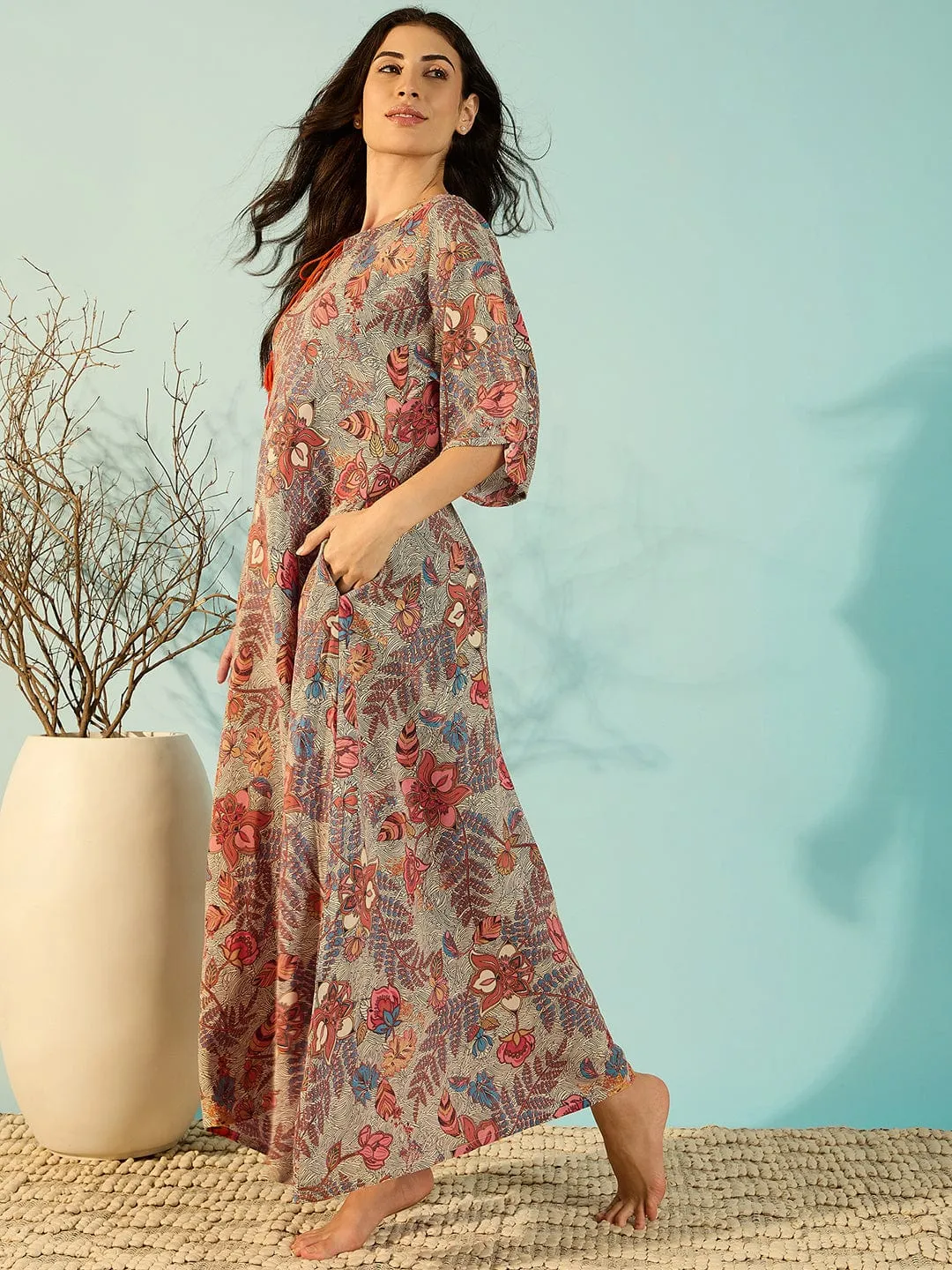 Women Turning Leaves Soft Modal Flowy Night Dress