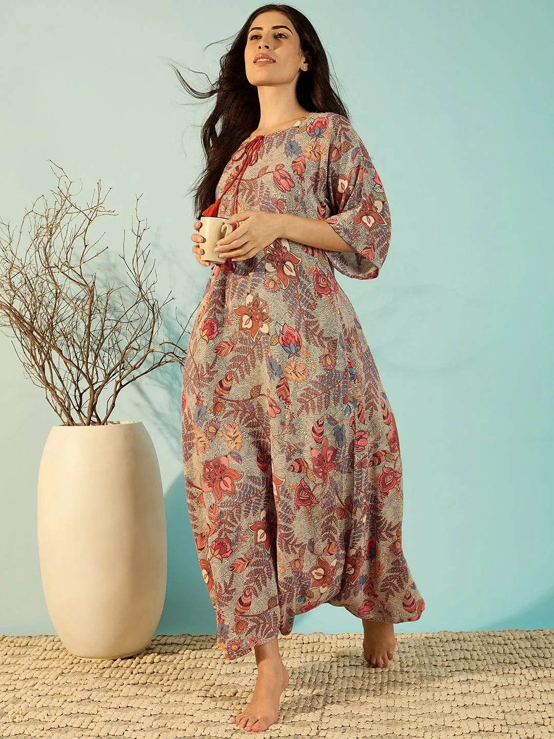 Women Turning Leaves Soft Modal Flowy Night Dress