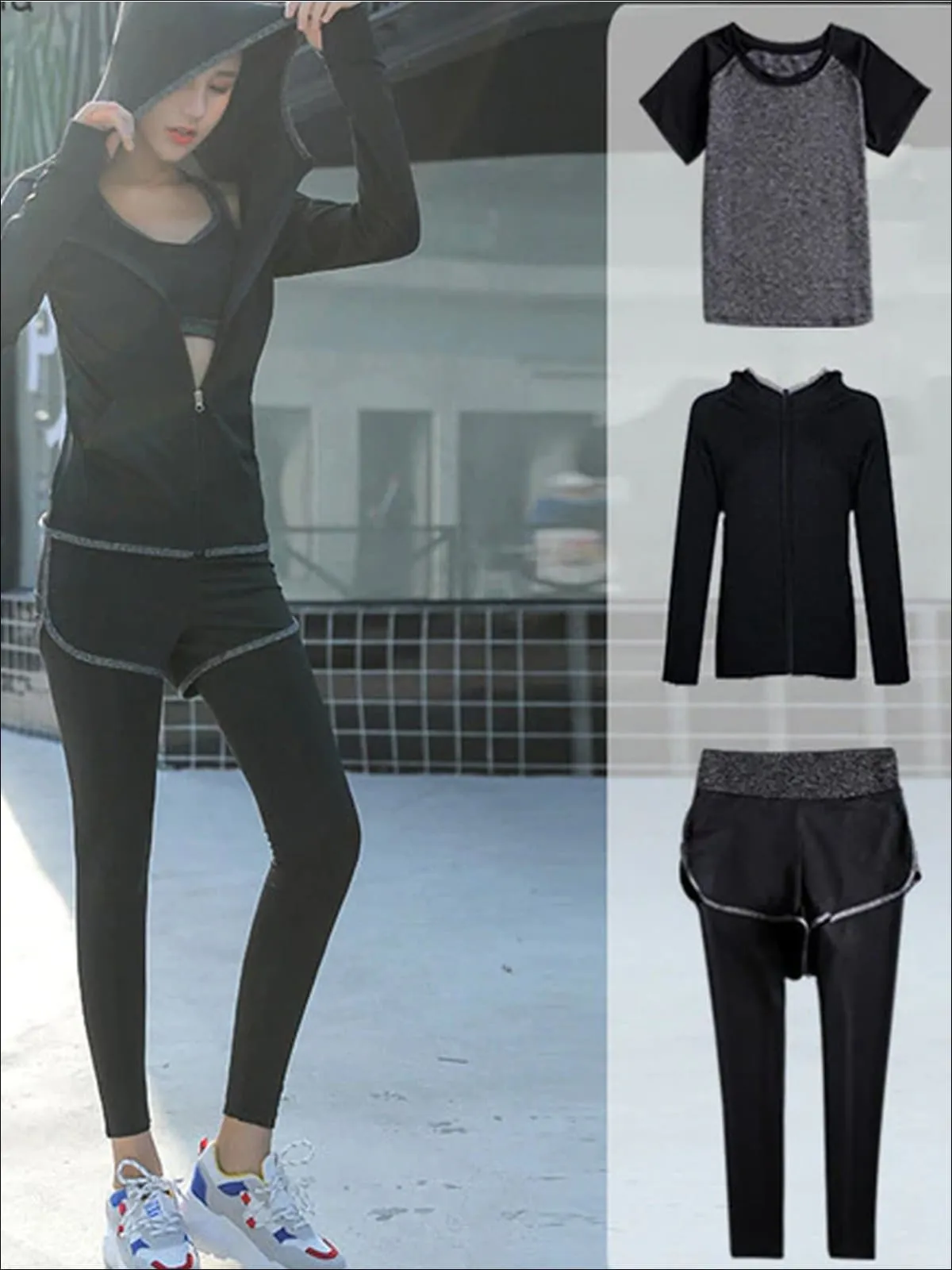 Women's Contrast Panel Quick Dry Activewear Set