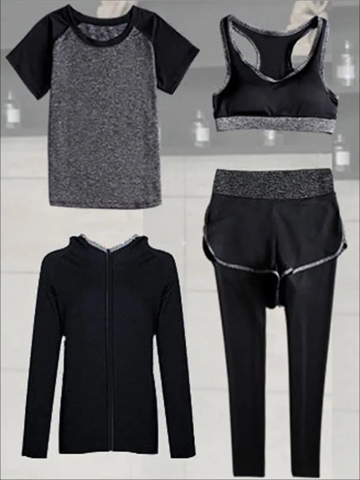 Women's Contrast Panel Quick Dry Activewear Set