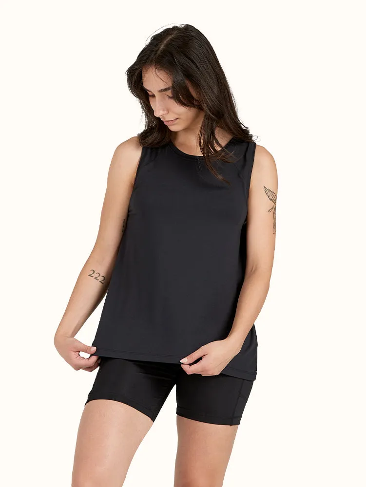 Women's Flowy Slit Back Tank Black