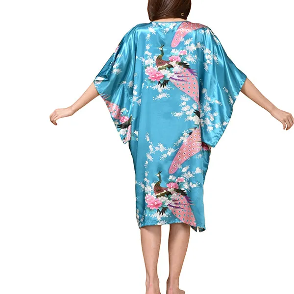 Womens Satin Nightgown, Floral Kaftan Sleepwear, Fits up to 16/18