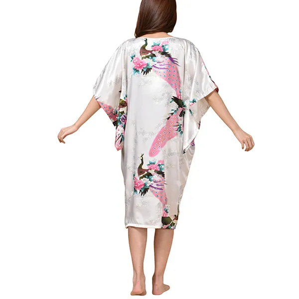 Womens Satin Nightgown, Floral Kaftan Sleepwear, Fits up to 16/18