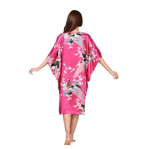 Womens Satin Nightgown, Floral Kaftan Sleepwear, Fits up to 16/18