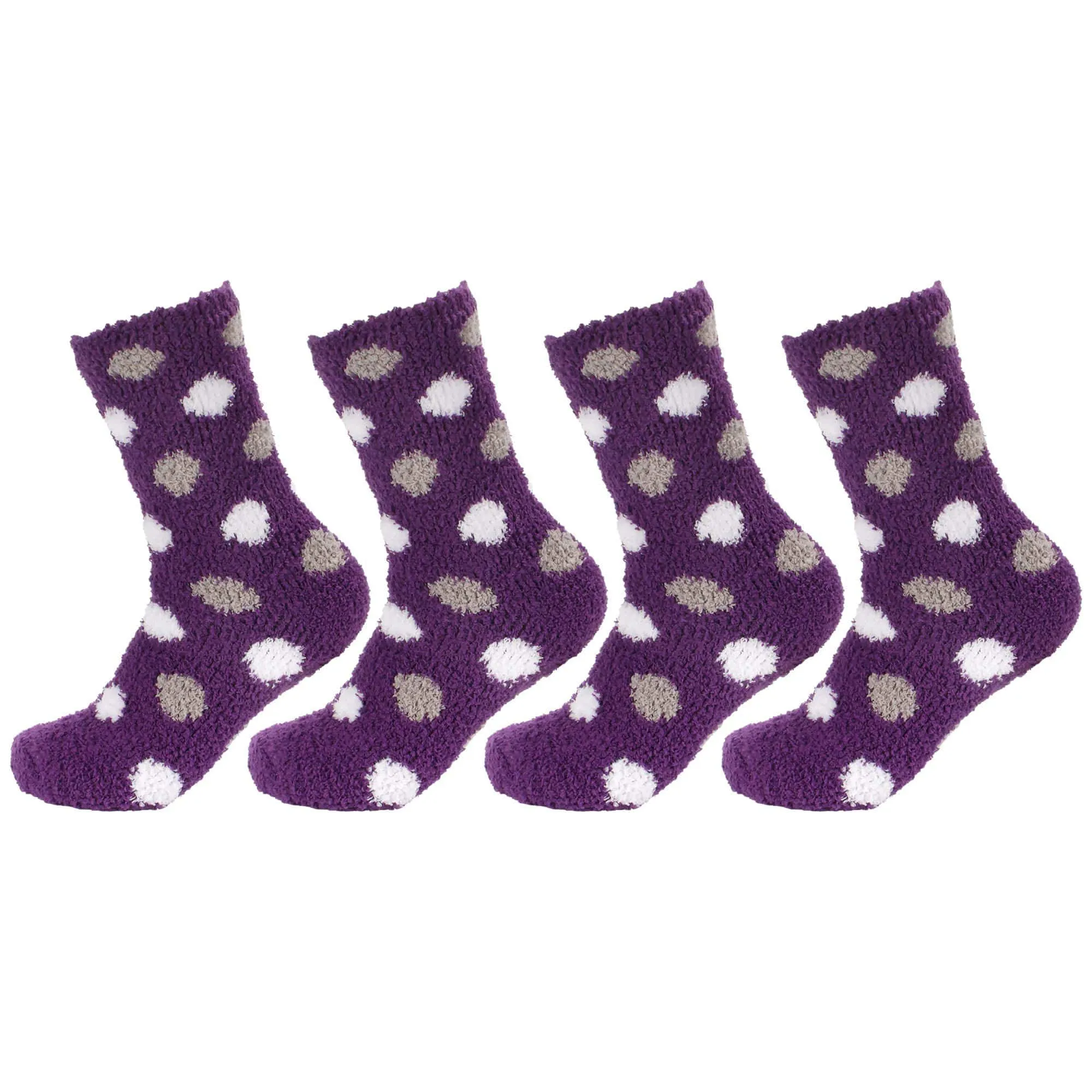 Women's Soft and Cozy Fuzzy Assorted Crew Socks - 4 Pair