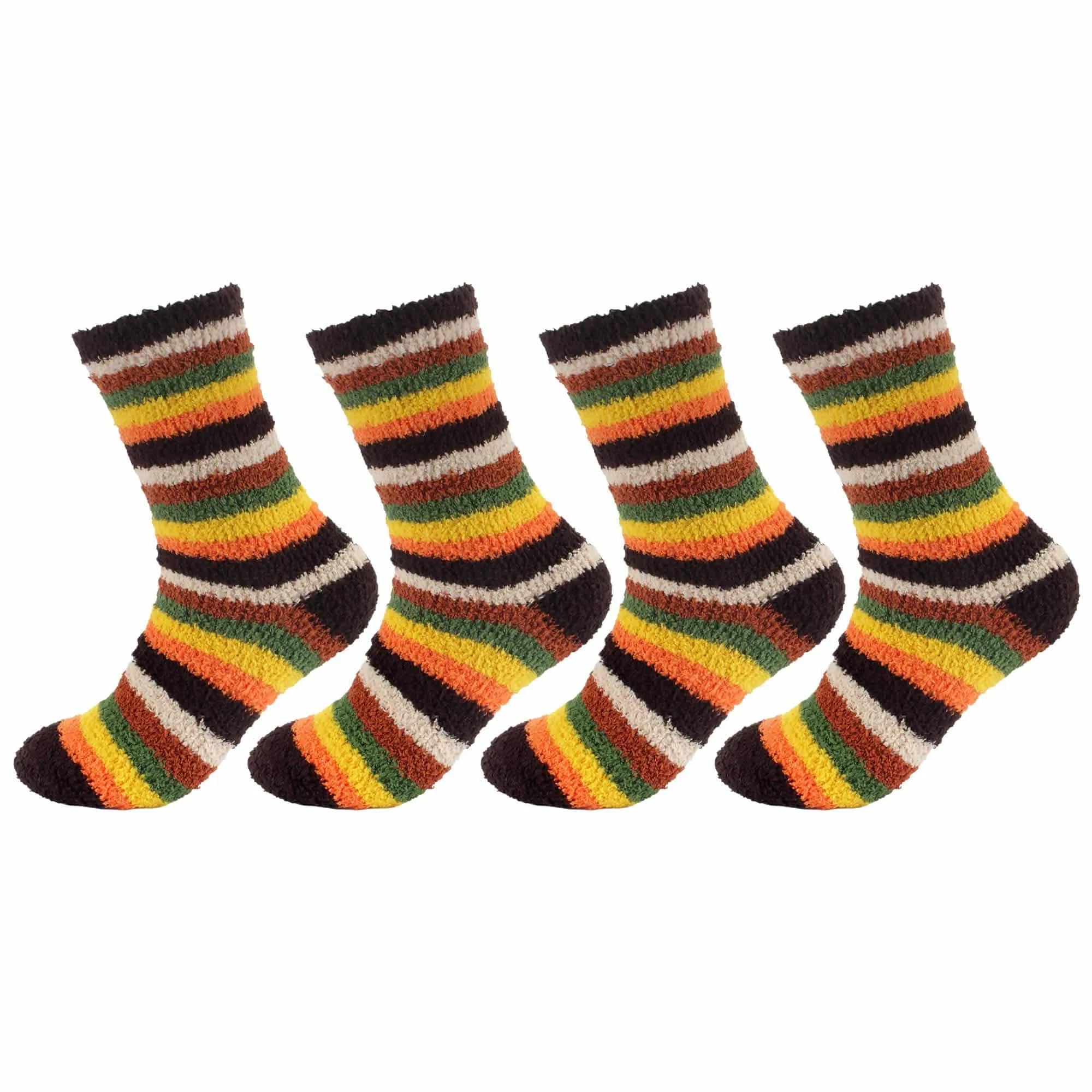 Women's Soft and Cozy Fuzzy Assorted Crew Socks - 4 Pair