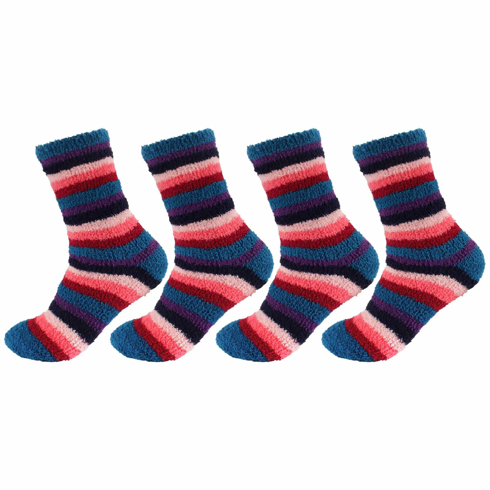 Women's Soft and Cozy Fuzzy Assorted Crew Socks - 4 Pair