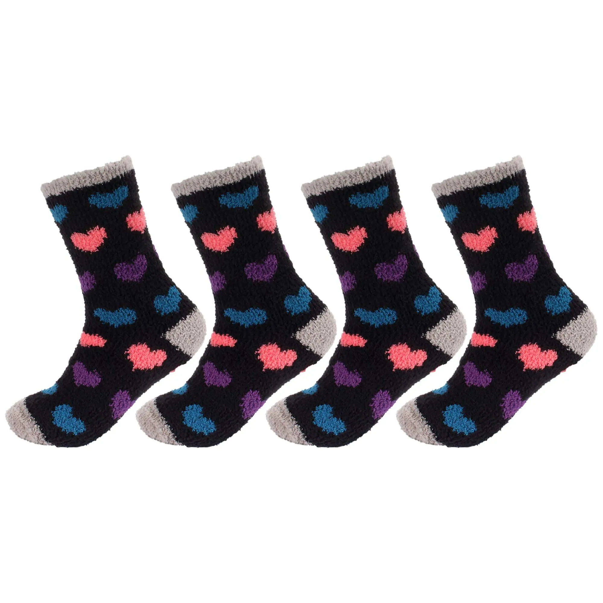 Women's Soft and Cozy Fuzzy Assorted Crew Socks - 4 Pair