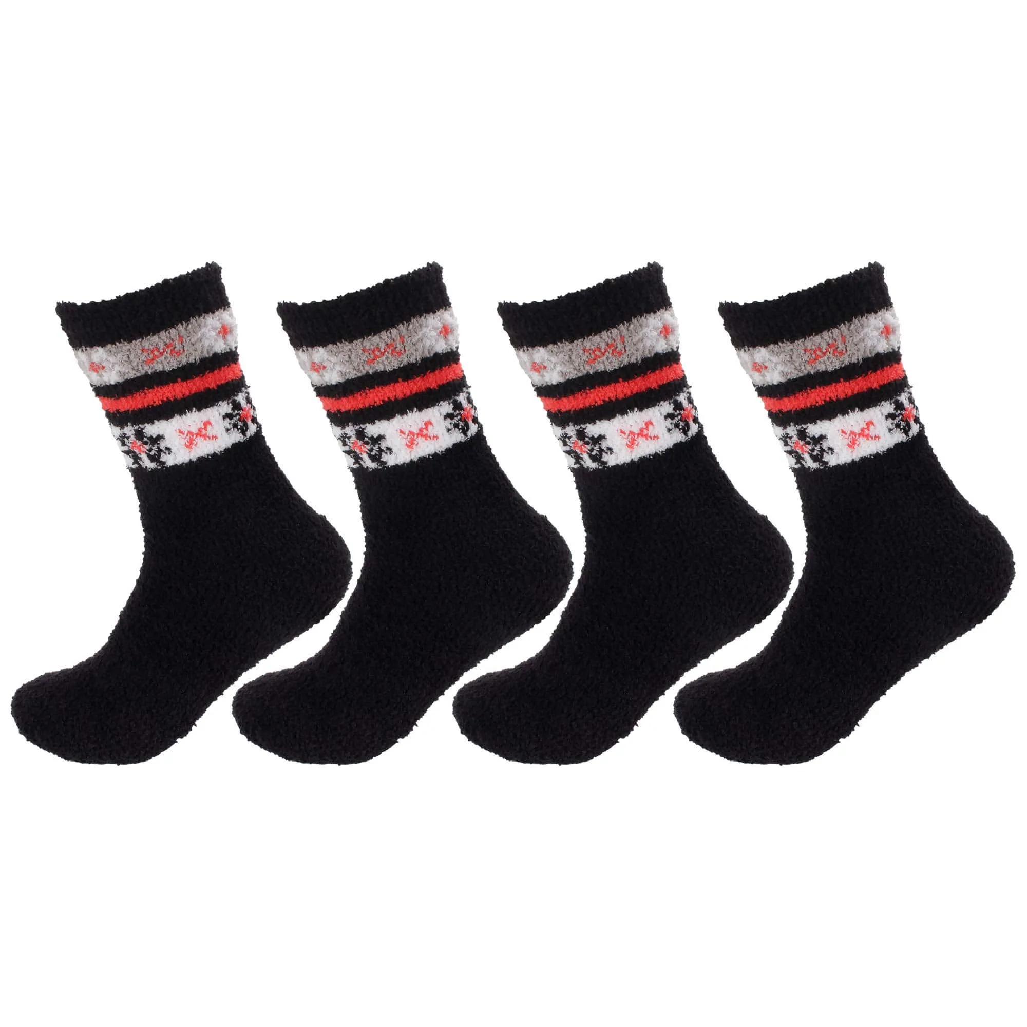 Women's Soft and Cozy Fuzzy Assorted Crew Socks - 4 Pair