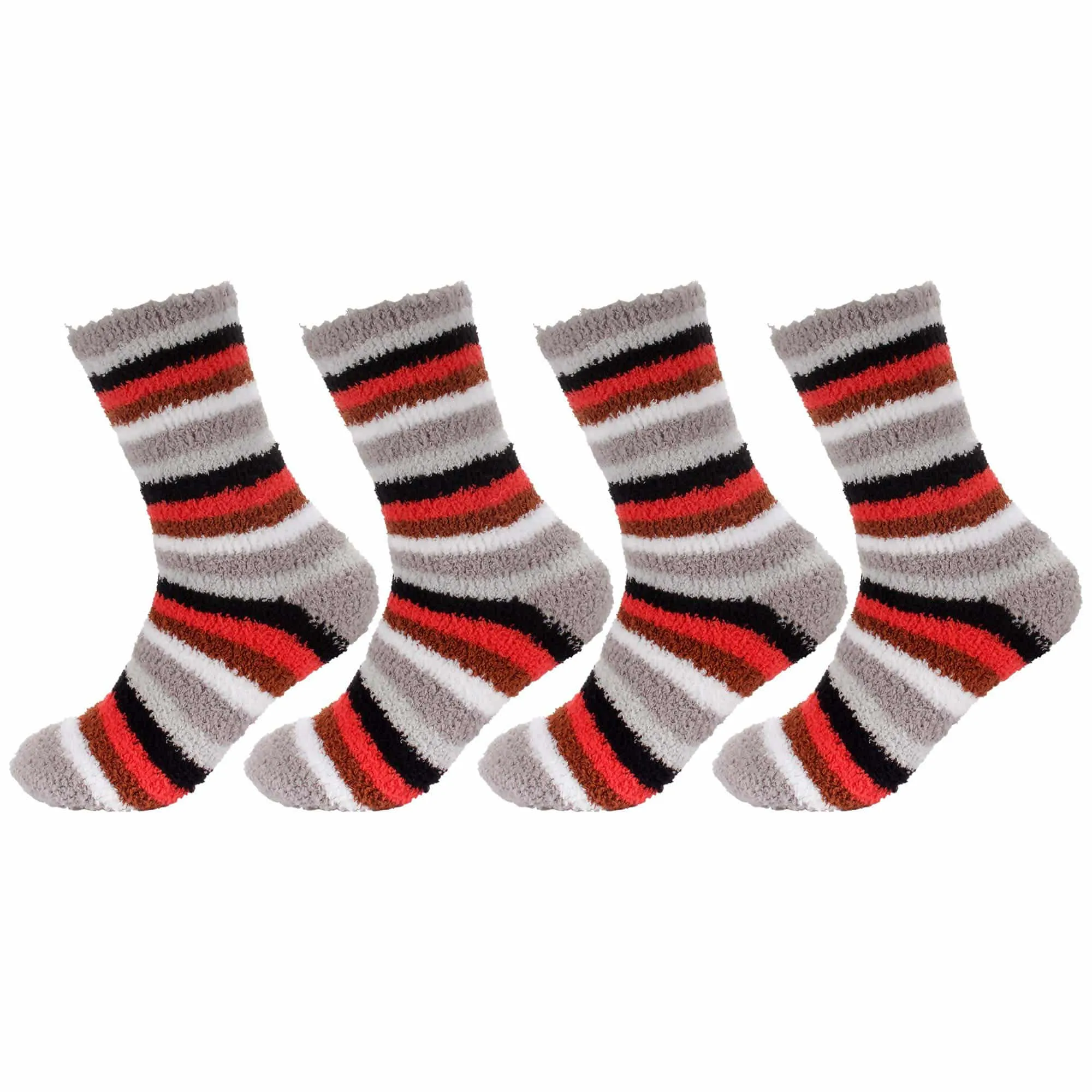 Women's Soft and Cozy Fuzzy Assorted Crew Socks - 4 Pair