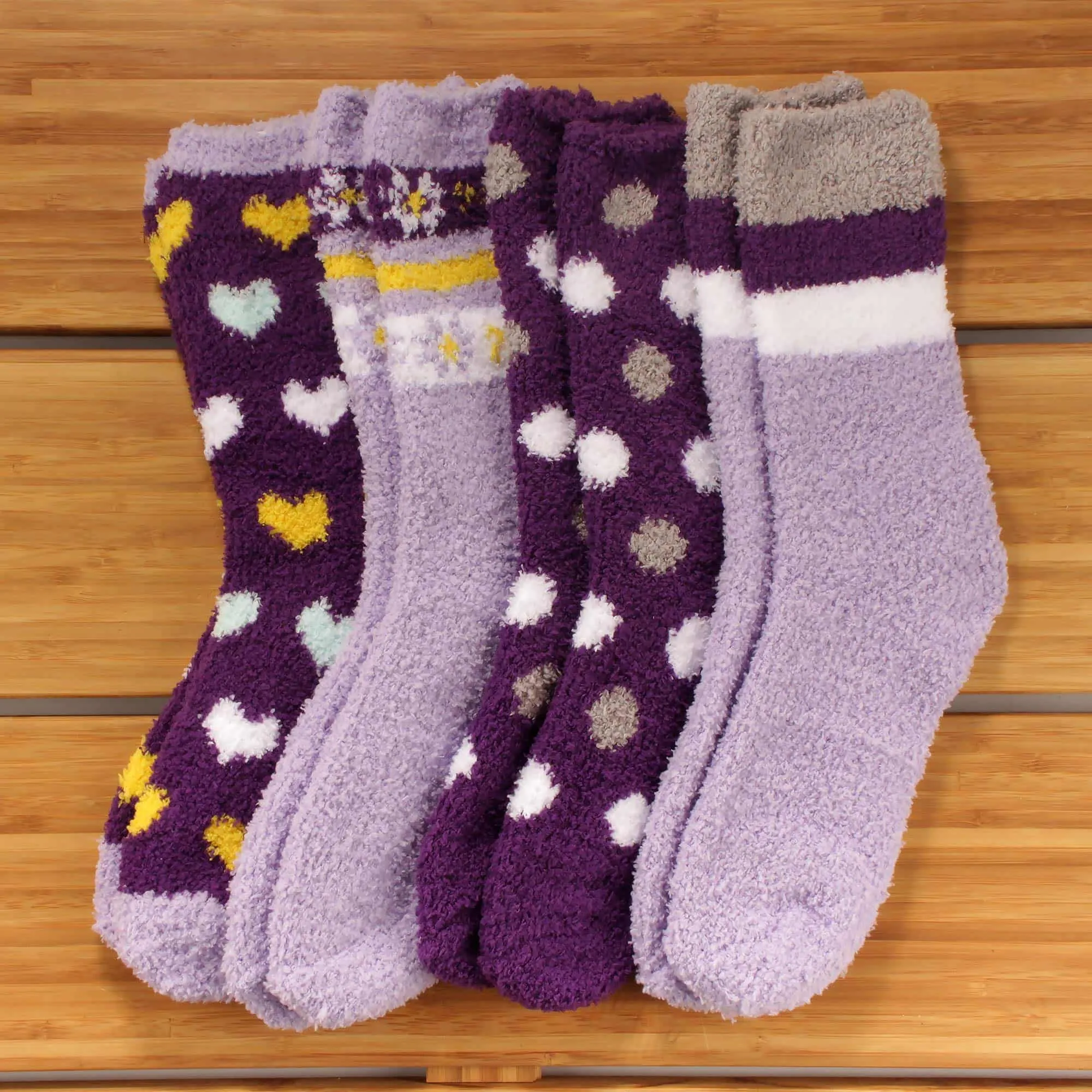 Women's Soft and Cozy Fuzzy Assorted Crew Socks - 4 Pair