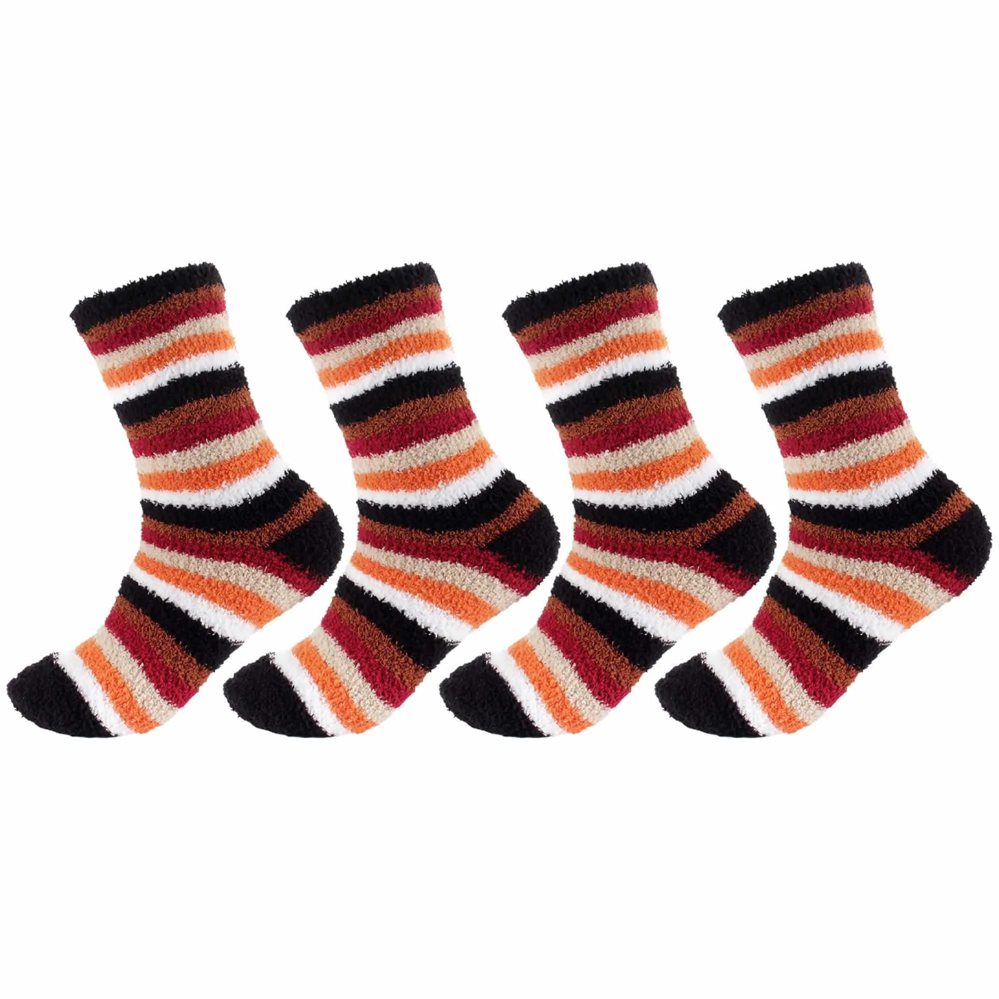 Women's Soft and Cozy Fuzzy Assorted Crew Socks - 4 Pair