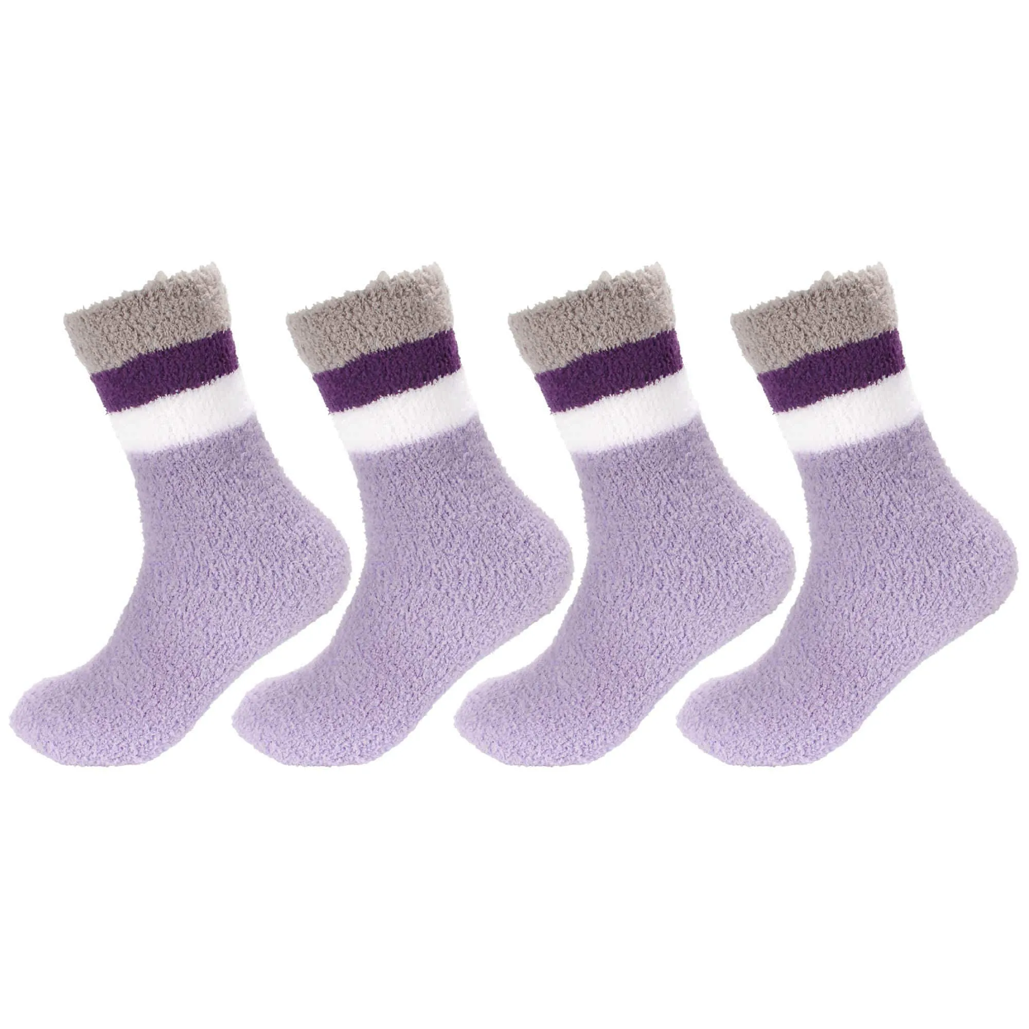 Women's Soft and Cozy Fuzzy Assorted Crew Socks - 4 Pair