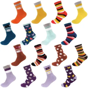 Women's Soft and Cozy Fuzzy Assorted Crew Socks - 4 Pair